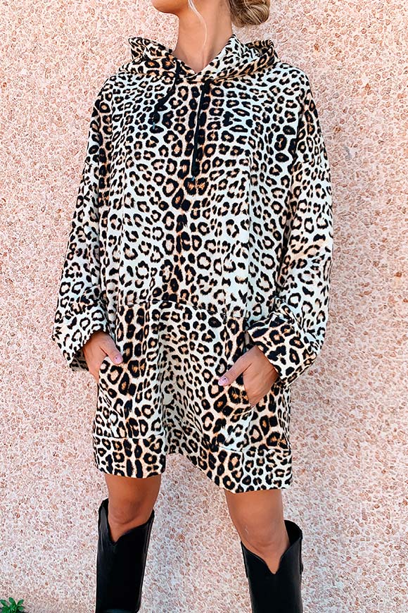 Dixie - Vestito felpa leopardato
