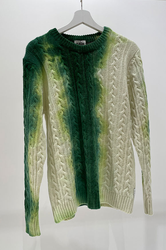 Berna - Sweater with green braids with bleaching effect