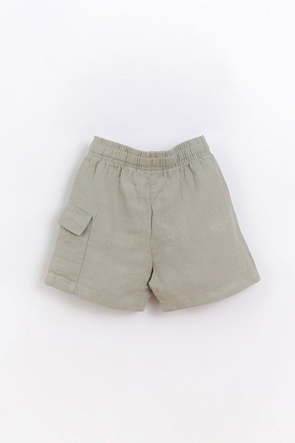 Play Up - Pantaloncini salvia in lino con tasca
