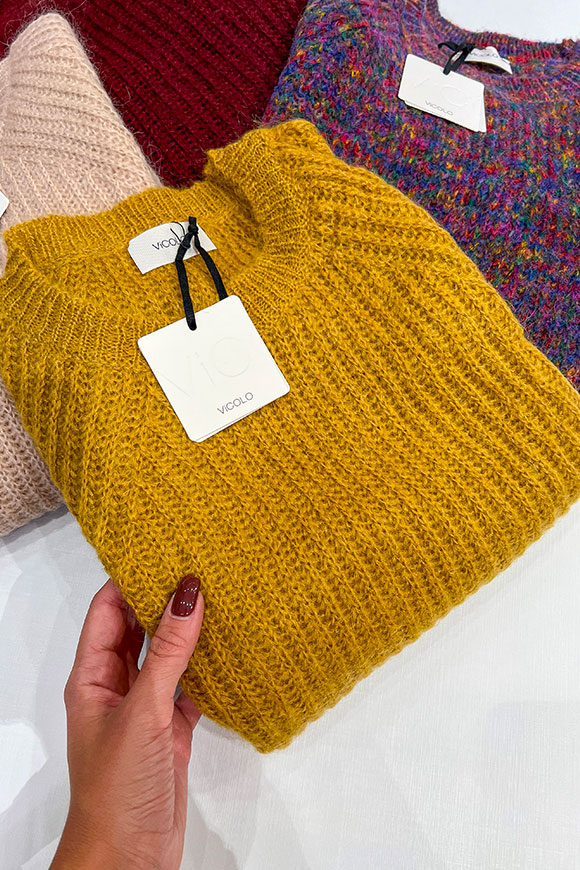Vicolo - Mustard English knit sweater in mohair blend