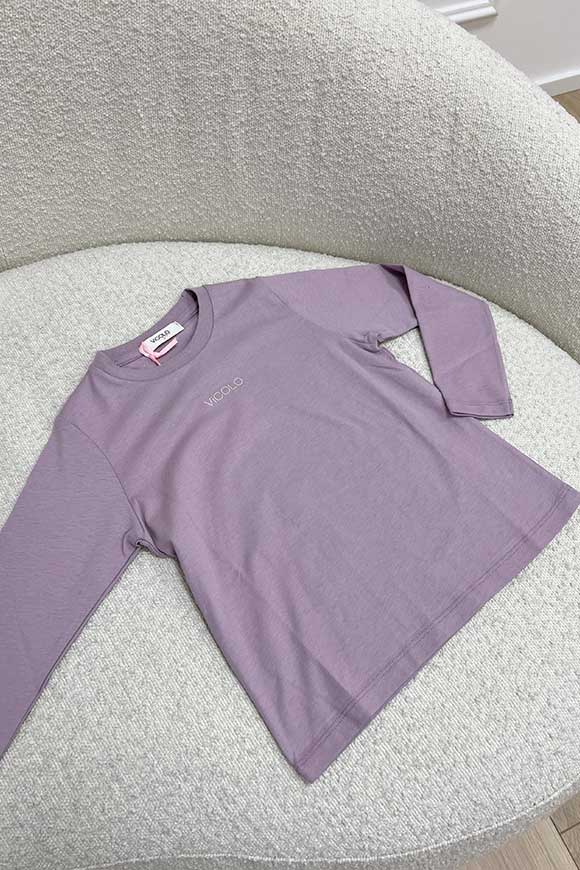 Vicolo Bambina - T-shirt lilla con logo e maniche lunghe