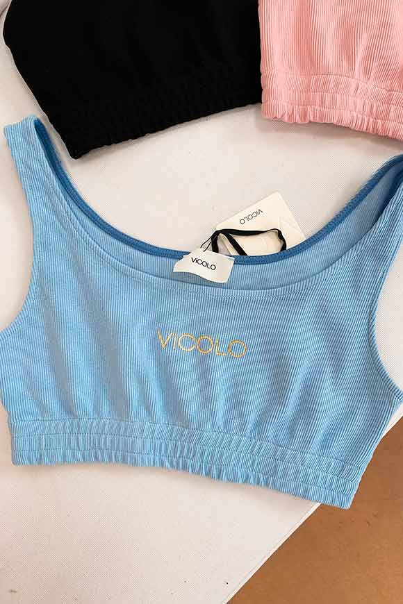 Vicolo - Light blue sports top with gold logo
