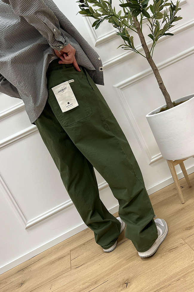 Anerkjendt - Pantaloni verde oliva loose fit