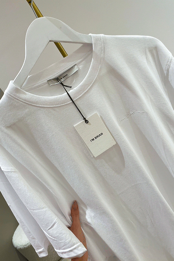 I'm Brian - Basic white t shirt with embroidered logo