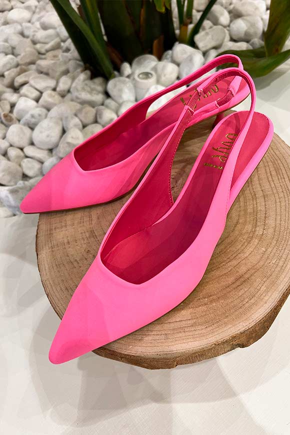 Ovyé - Neon fuchsia lycra slingback sandals