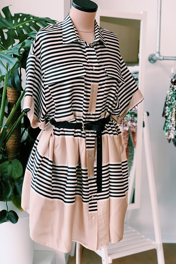 Vicolo - Soft striped dress with pink stripes
