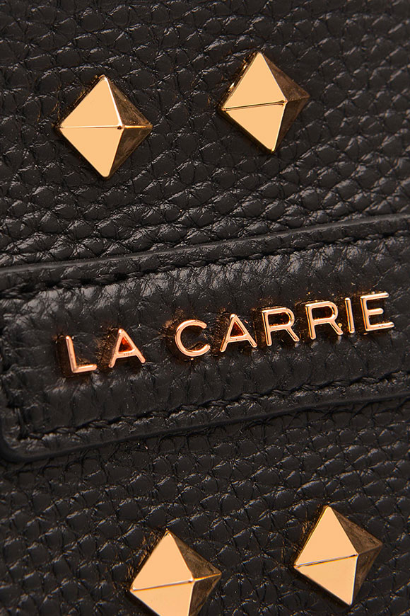 La Carrie - Rose black shopper bag with studs