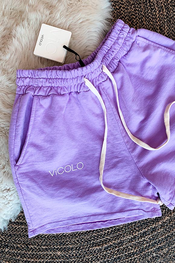 Vicolo - Lilac fleece bermuda with logo