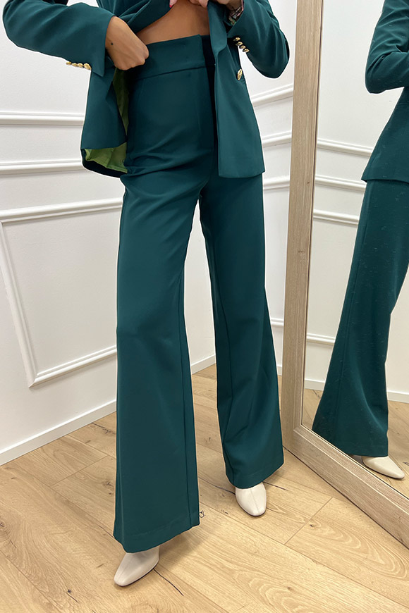 Silence Limited - Pantaloni verdi a zampa spacchi sul retro
