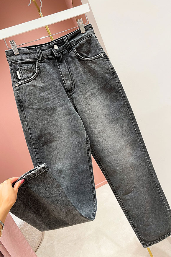 Haveone - Jeans palazzo grigio piega scucita