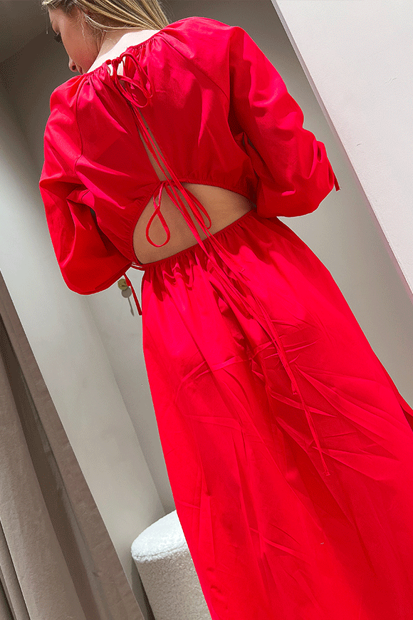 Vicolo - Vestito rosso in cotone con oblò sul retro