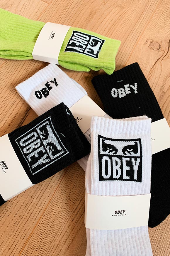 Obey - White terry socks with Eyes logo