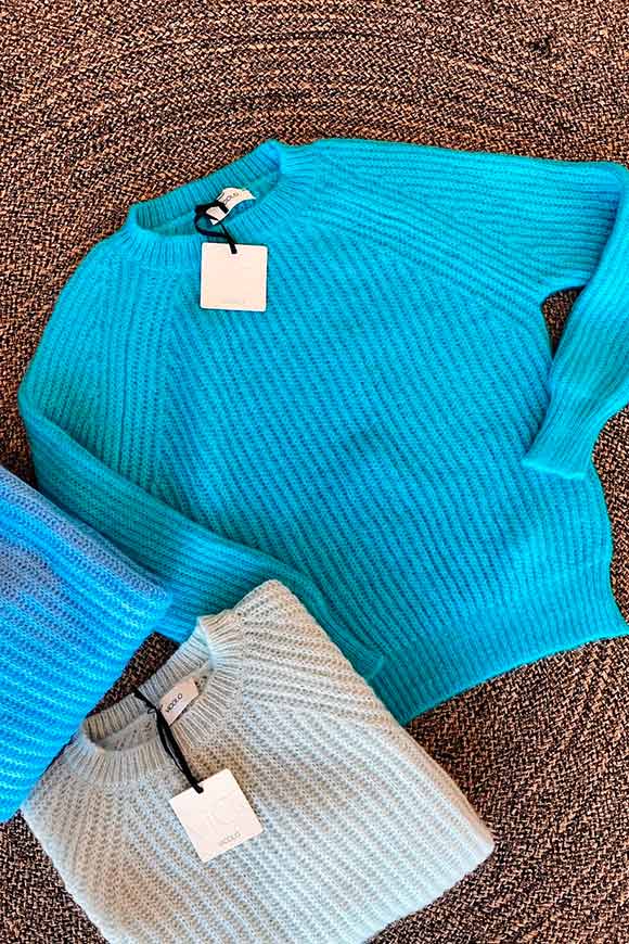 Vicolo - Maglione azzurro acceso in maglia inglese
