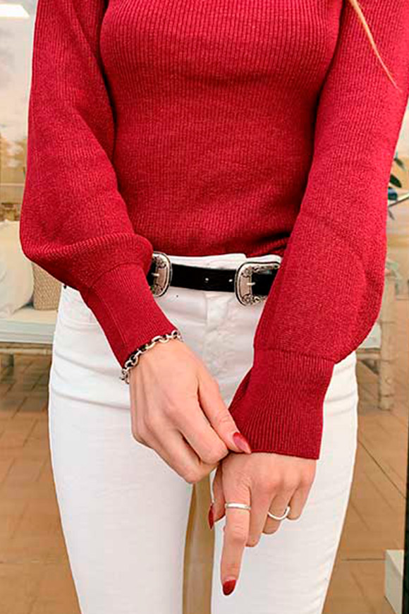 Kontatto - Burgundy sweater with balloon sleeves