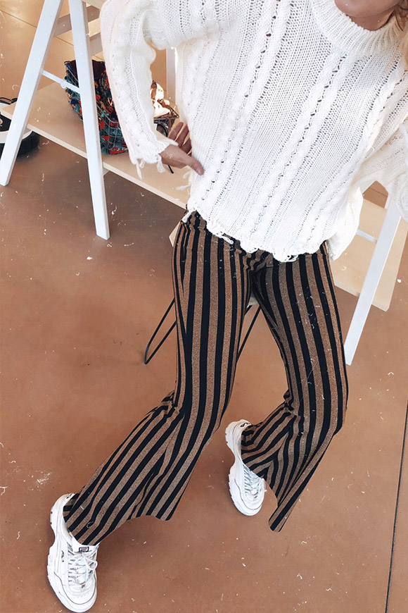 Vicolo - Black and gold lurex striped trousers