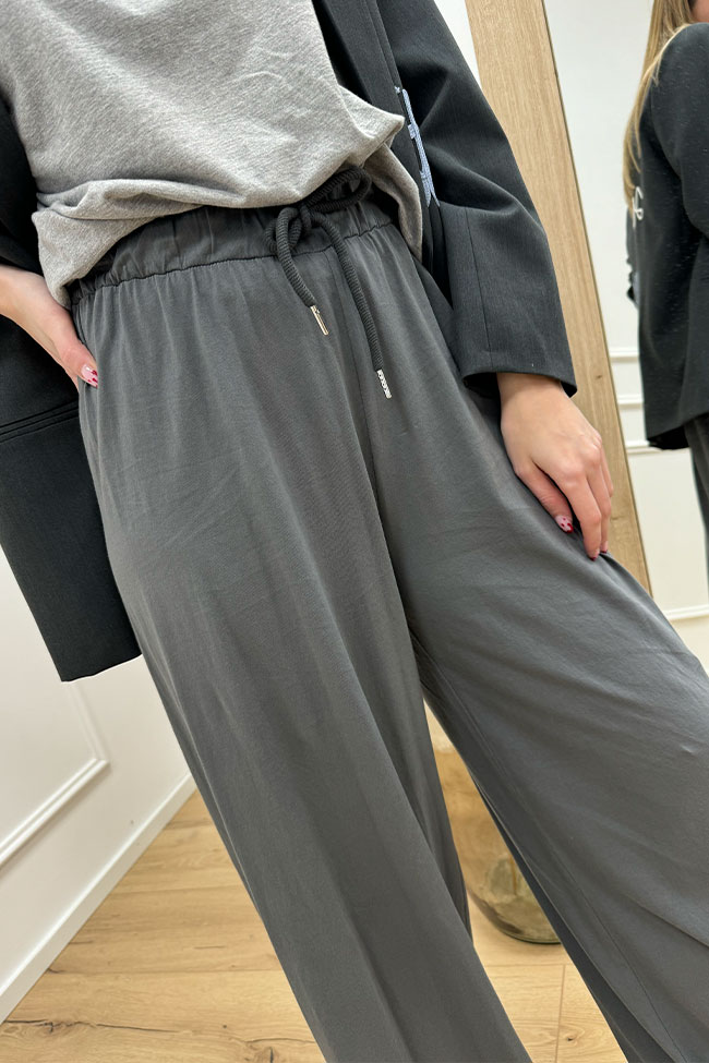 Kontatto - Pantaloni grigi antracite fit morbido in jersey
