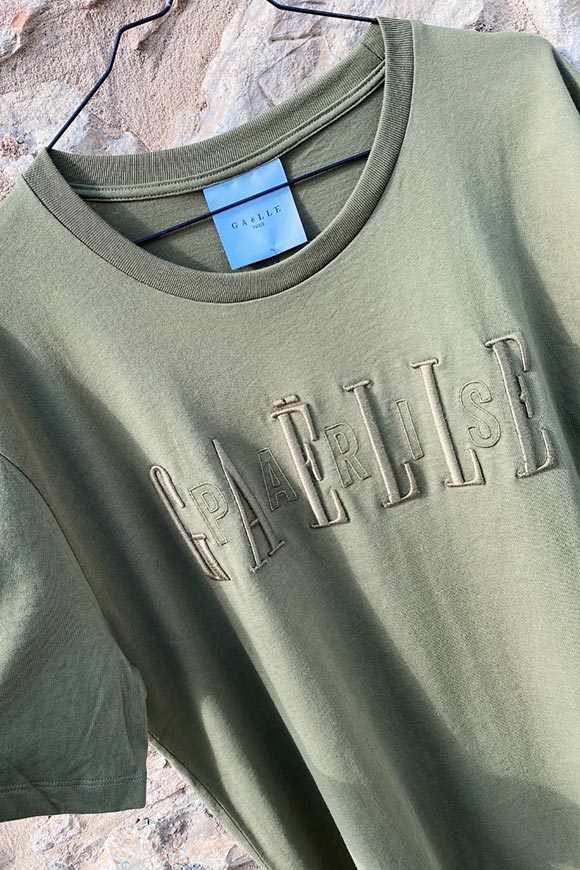 Gaelle - T shirt verde militare con logo in rilievo