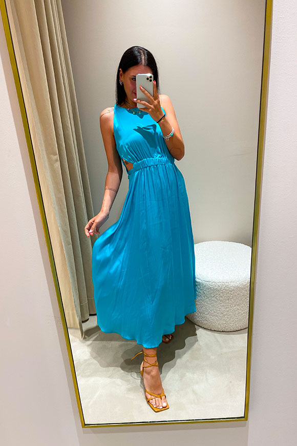 Vicolo - Turquoise satin cut out dress