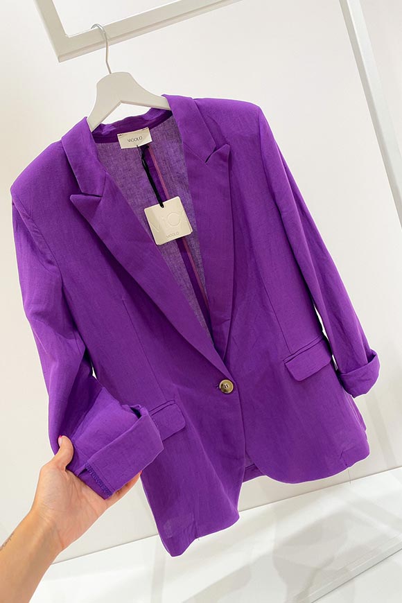 Vicolo - Purple single-breasted jacket in linen