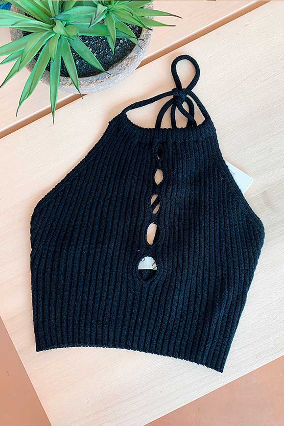 Vicolo - Black knitted top with holes