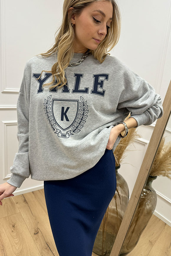 Kontatto - Felpa grigio chiaro stampa "Yale"