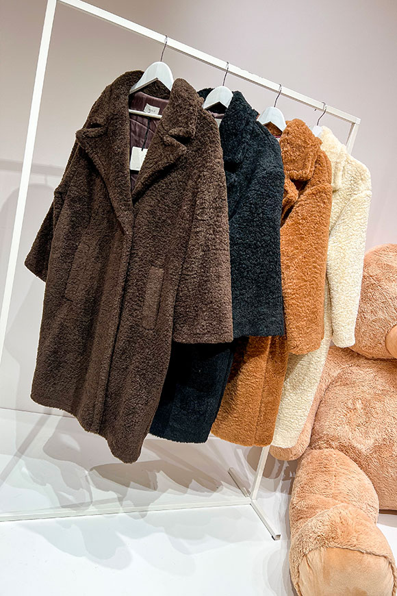 Vicolo - Oversized dark brown teddy coat