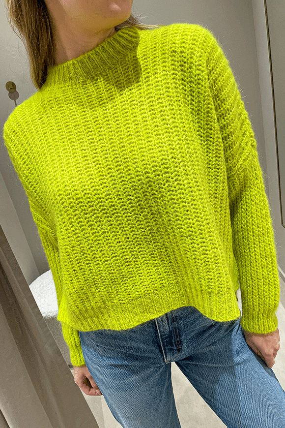 Haveone - Maglione lime a scatola in mohair