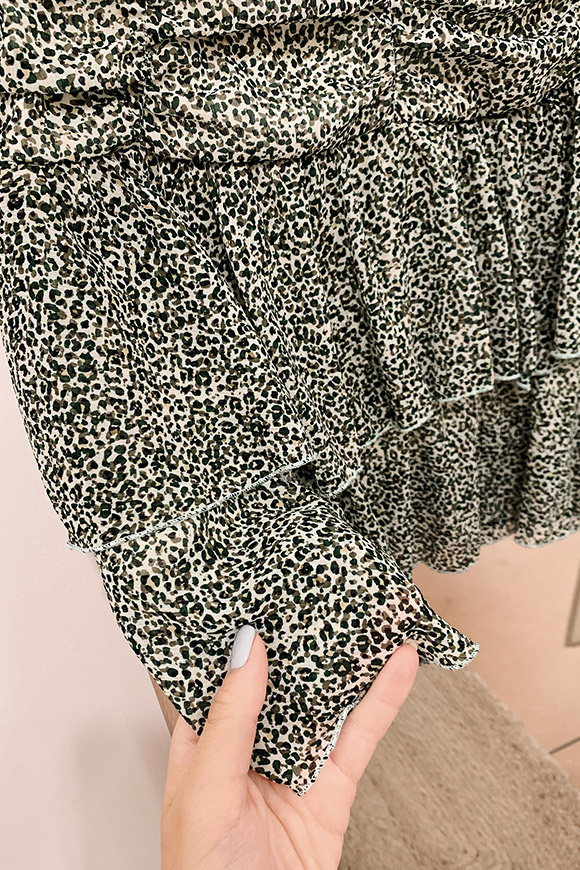 Vicolo - White and green clotted leopard skirt
