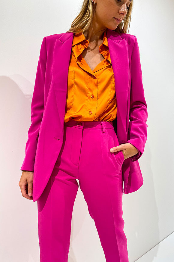 Vicolo - Single-breasted magenta jacket in technical fabric