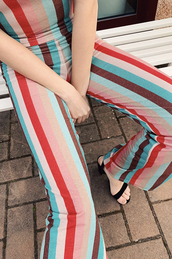 Kontatto - Pink and blue striped lurex trousers