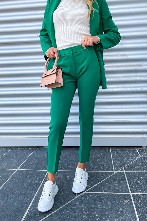 Dixie - Pantaloni verde smeraldo a sigaretta in tessuto tecnico