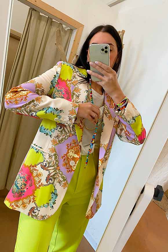 Vicolo - Single-breasted jacket in pastel Versace print