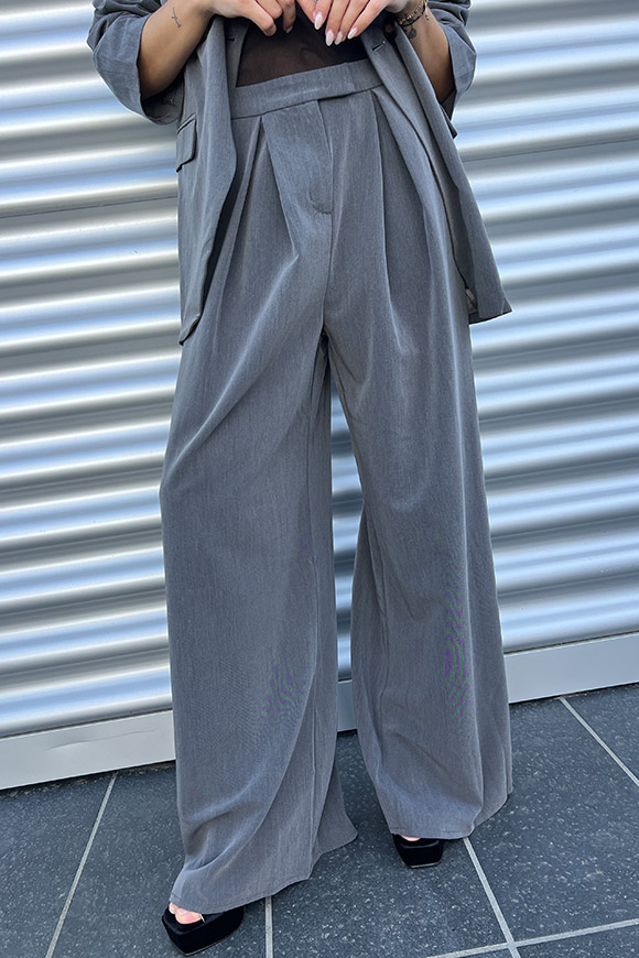 Glamorous - Pantaloni grigi taglio maschile con pinces