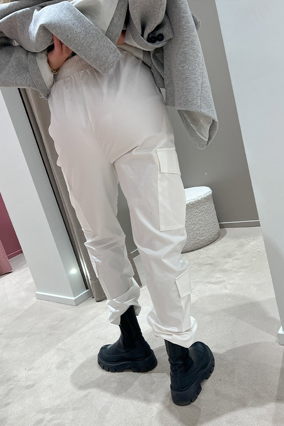 Tensione In - Pantaloni bianco in cotone con elastico