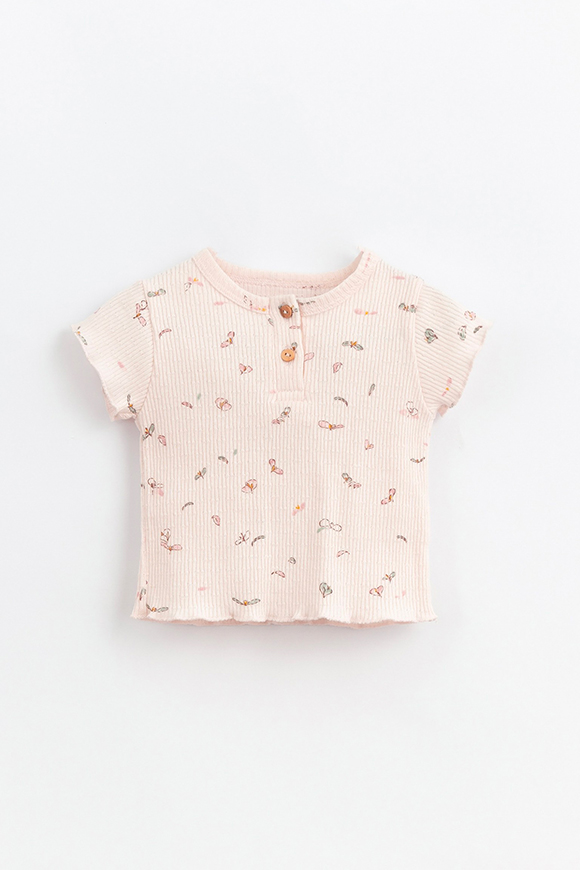 Play Up - T shirt rosa baby con fiorellini