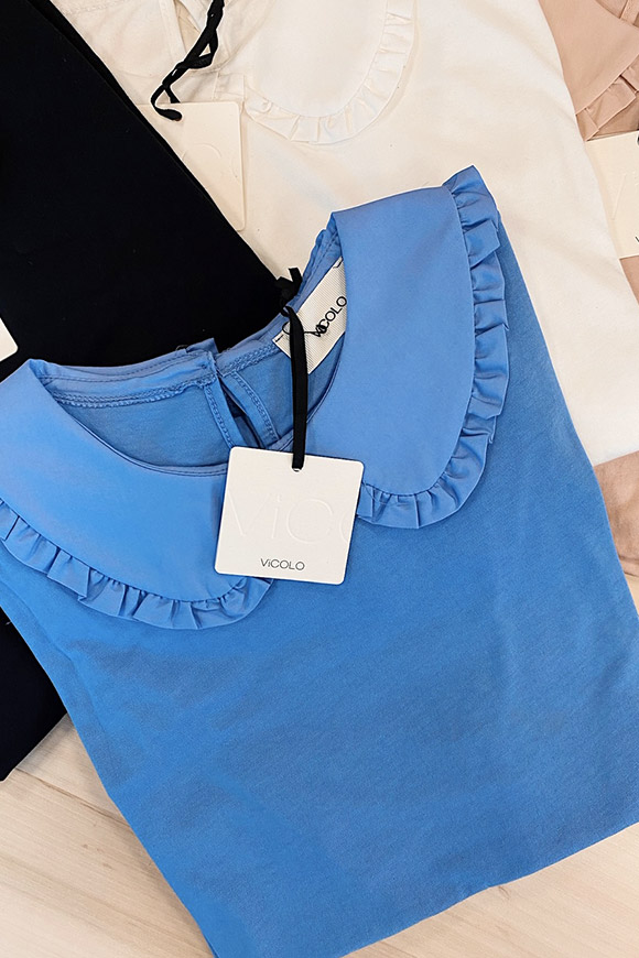Vicolo - Light blue T shirt with collar