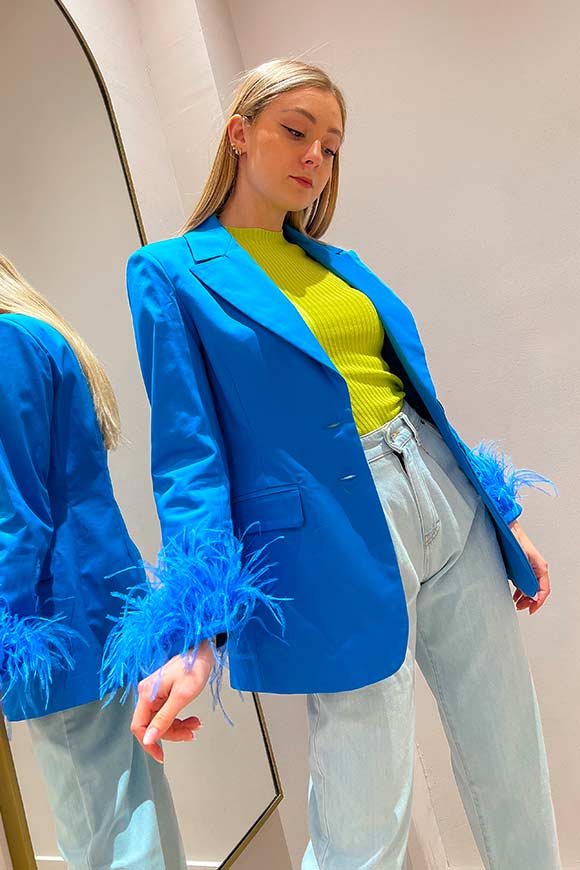 Tensione In - Bluette jacket in cotton gabardine with feathers