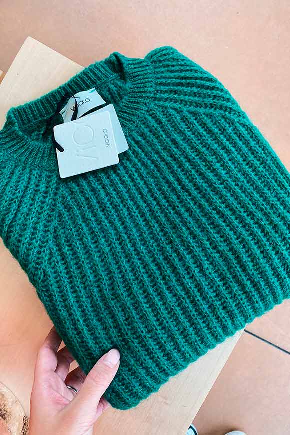 Vicolo - Maglione verde muschio maglia inglese