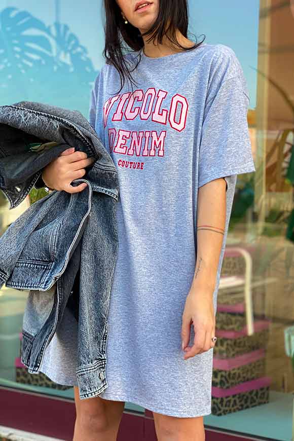 Vicolo - Maxi t shirt grigia "Vicolo denim"