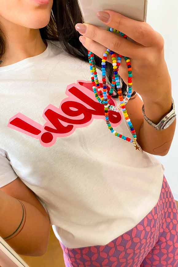 Vicolo - T shirt bianca con stampa "Yes!"