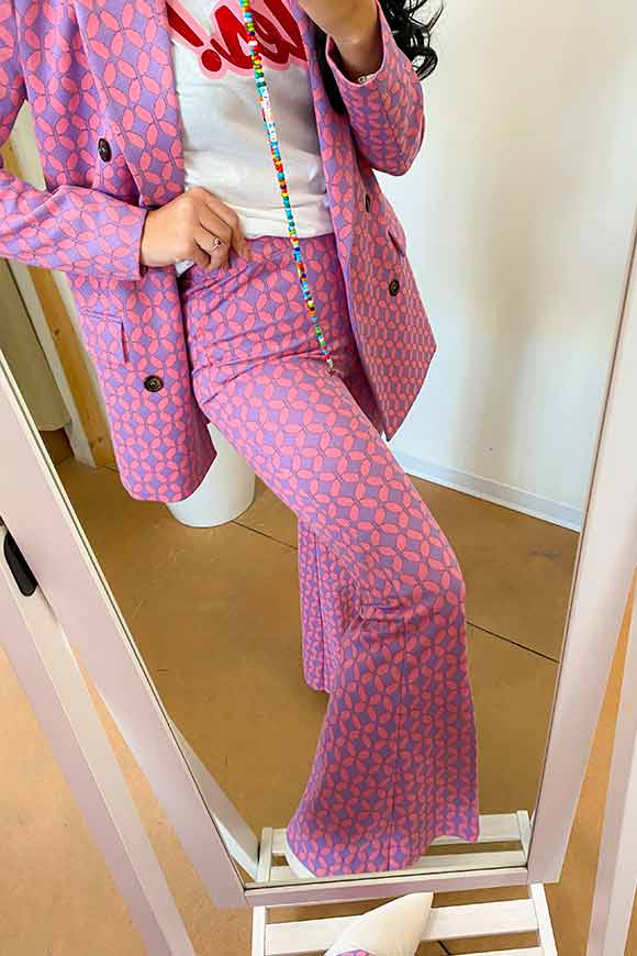 Vicolo - Pantaloni lilla e rosa a zampa in jersey