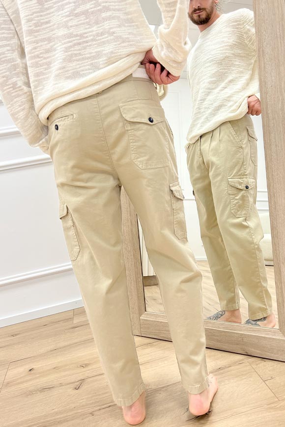 Block Eleven - Pantalone jeans beige con pinces