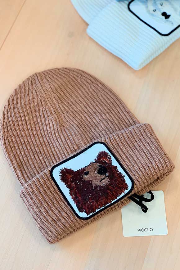 Vicolo - Camel ribbed bear hat