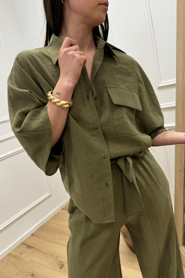 Haveone - Camicia kimono militare con tasca