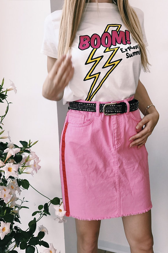 NA-KD - Pink skirt with contrasting red band