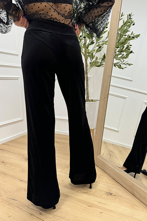 So Allure - Pantaloni neri in velluto dettaglio in raso