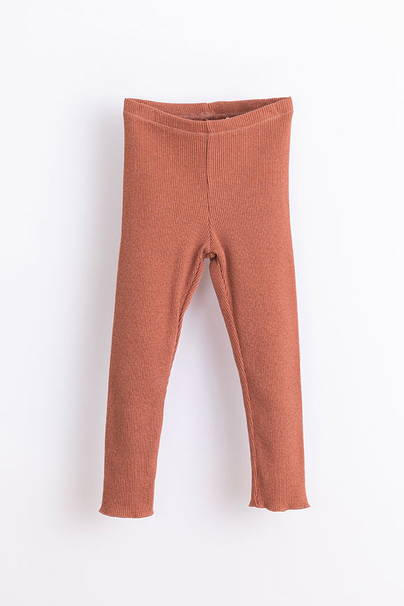 Play Up - Rust ribbed leggings with Sanguine elastic