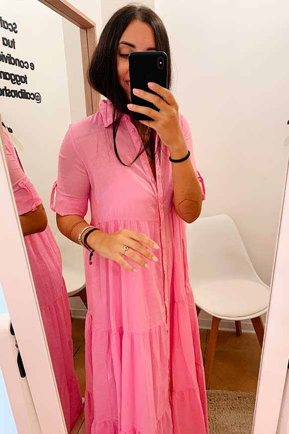 Imperial - Light pink cotton shirt dress