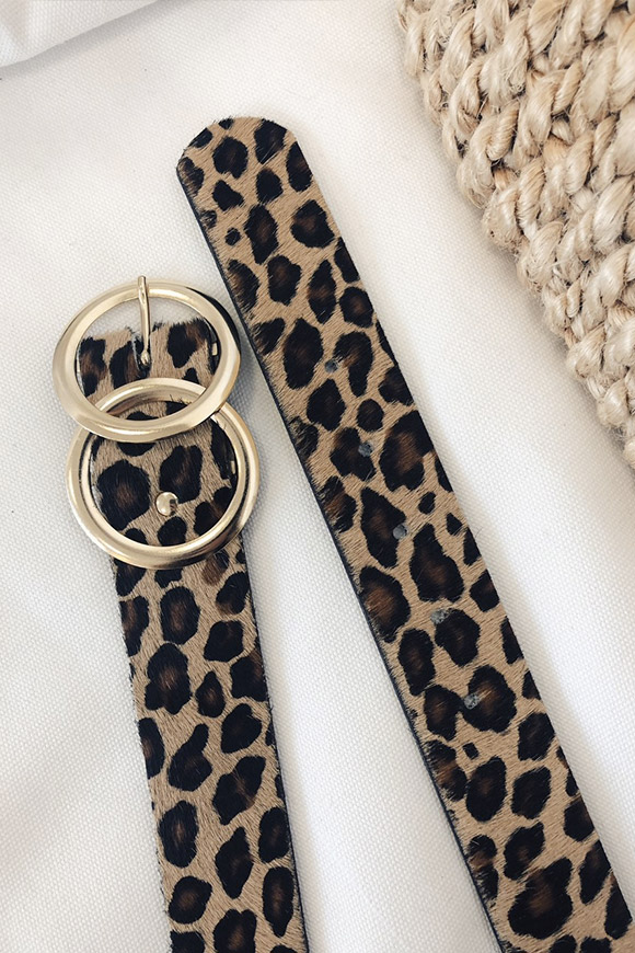 Vicolo - Leopard belt with gold round buckle