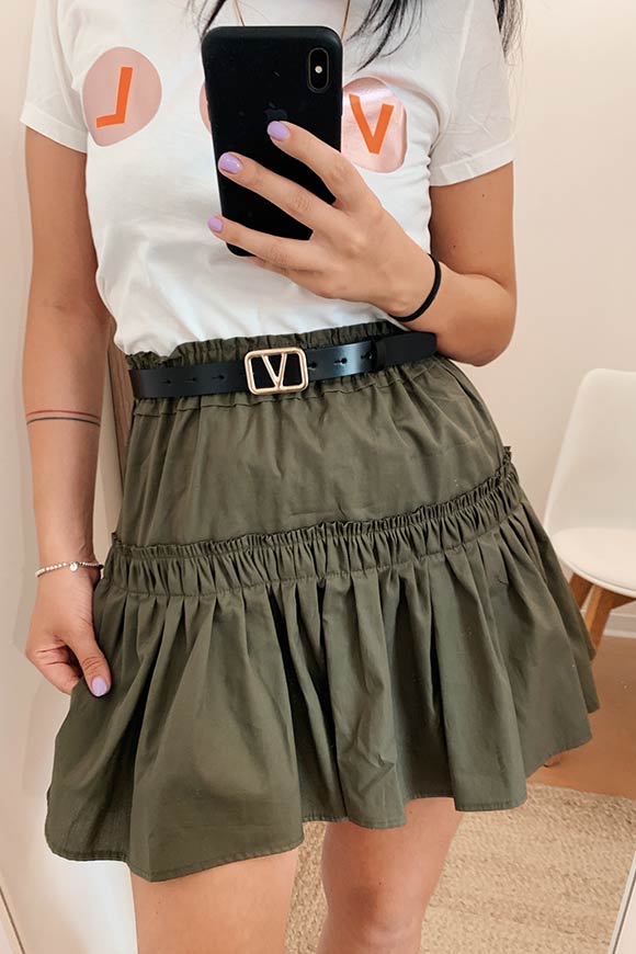 Vicolo - Military green skirt with flounce